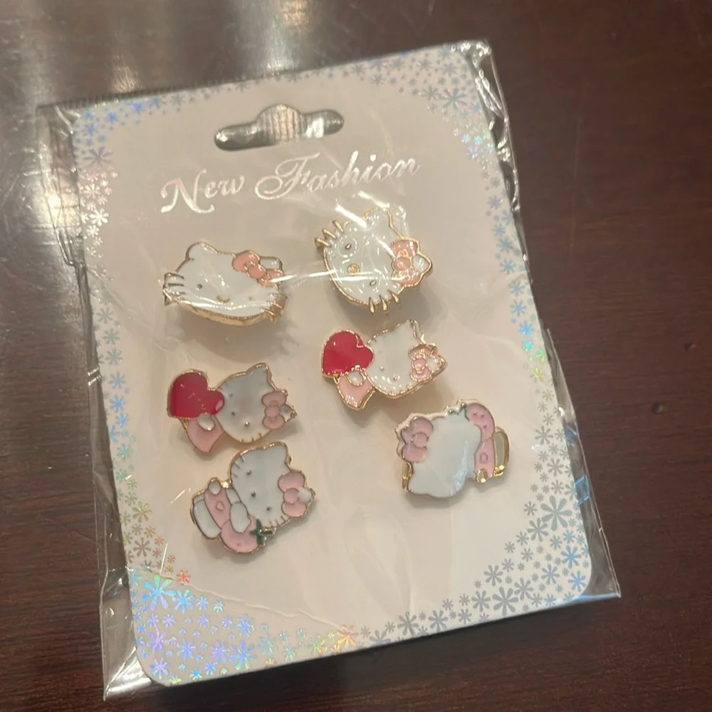 Hello Kitty nwt Earrings Set - three pairs light pink and gold tone